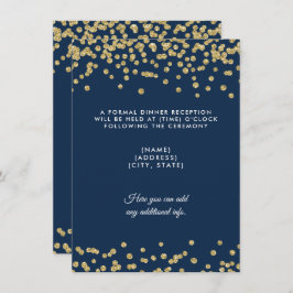 Invitación Recepción de Boda Confeti Brillante Dorado Falso A