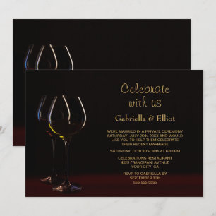 Invitación Recepción de Boda Copa de Vino Negro Dorado Fiesta