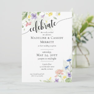 Invitación Recepción de Boda de Acuarela Elegante de Flores S