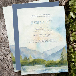 Invitación Recepción de boda de acuarela en el lago de montañ