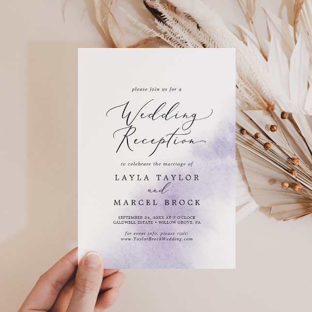Invitación Recepción de boda de acuarela | Púrpura (Subido por el creador)