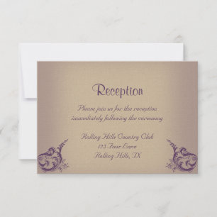 Invitación Recepción de Boda de Boda Púrpura de Crema