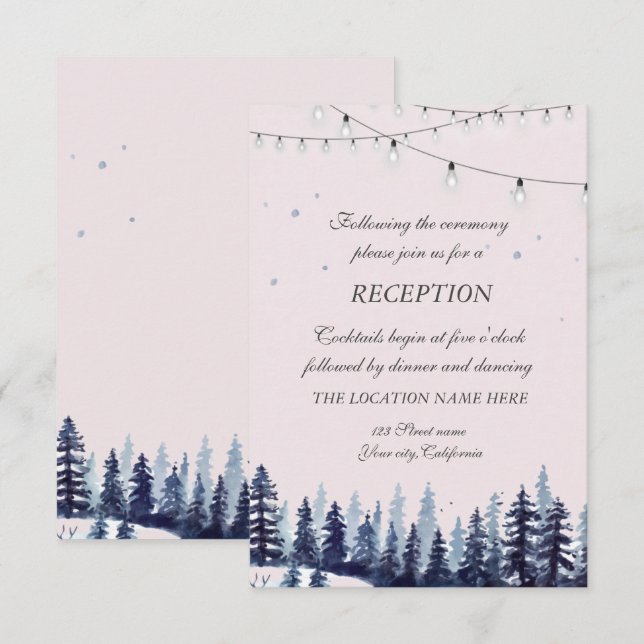 Invitación Recepción de boda de bosque, bosque, pinos (Anverso / Reverso)