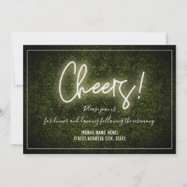 Invitación Recepción de Boda de Boxwood Neon Blanco Cheers