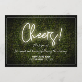 Invitación Recepción de Boda de Boxwood Neon Blanco Cheers