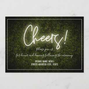 Invitación Recepción de Boda de Boxwood Neon Blanco Cheers