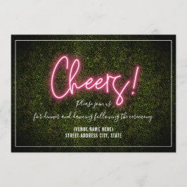 Invitación Recepción de Boda de Boxwood Neon Cheers