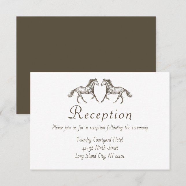 Invitación Recepción de Boda de Caballo del Oeste Marrón Coun (Anverso / Reverso)