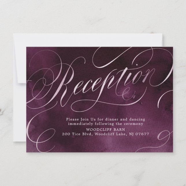 Invitación Recepción de boda de caligrafía ciruela romántica  (Anverso)