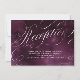 Invitación Recepción de boda de caligrafía ciruela romántica 