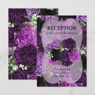 Invitación Recepción de Boda de Claveles de Tonos Purpuras