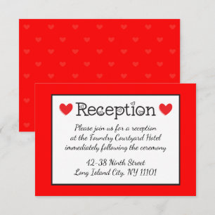 Invitación Recepción de Boda de Corazones Rojos - Negro, Blan