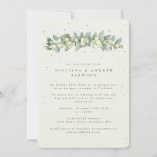 Invitación Recepción de Boda de Cream Snowberry + Eucalipto