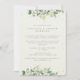 Invitación Recepción de Boda de Cream Snowberry + Eucalipto