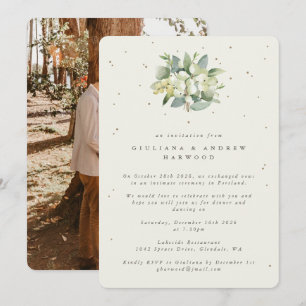 Invitación Recepción de Boda de Cream Snowberry + Eucalipto F
