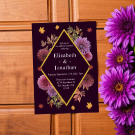 Invitación Recepción de boda de dahlia de otoño romántico