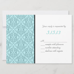Invitación Recepción de boda de damasco negro azul verdoso bl