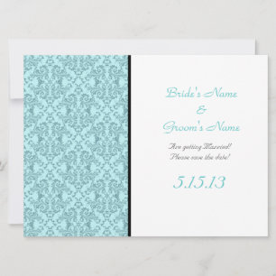 Invitación Recepción de boda de damasco negro azul verdoso bl