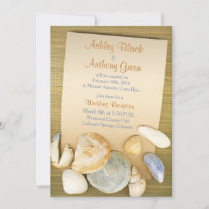 Invitación Recepción de Boda de Destino Beach Shells Solo Rec