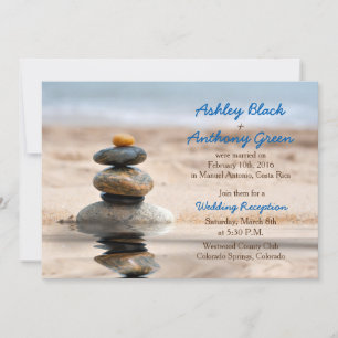 Invitación Recepción de boda de destino en la playa del océan