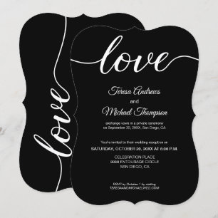 Invitación Recepción de Boda de Elopamiento Elegante en Negro