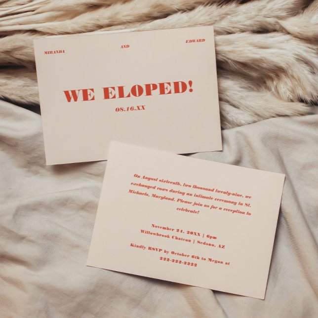 Invitación Recepción de Boda de Elopamiento Retro Moderno (Subido por el creador)