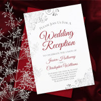 Recepción de Boda de Encaje de Plata Rojo Carmesí 
