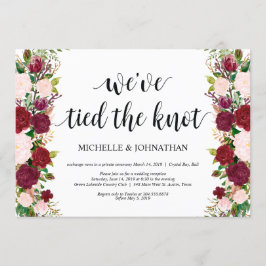 Invitación Recepción de boda de escapada floral rosa Marsala