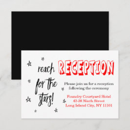 Invitación Recepción de Boda de Estrellas de Amor Rojo Negro 