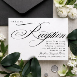 Invitación Recepción de boda de etiqueta con caligrafía negra