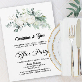 Invitación Recepción de Boda de Flor de Algodón y Eucalipto