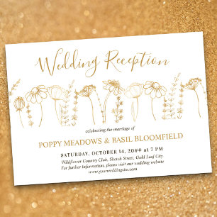 Invitación Recepción de Boda de Flor Silvestre Boceto Floral