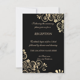 Invitación Recepción de Boda de Flores Doradas Elegante Chic