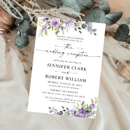 Invitación Recepción de Boda de Flores Violetas Románticas