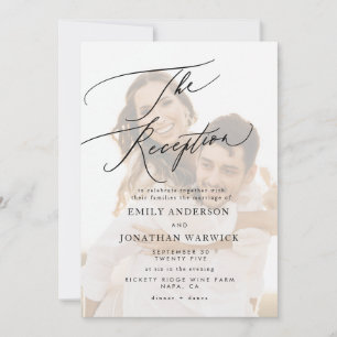 Invitación Recepción de Boda de Fotografía en Blanco y Negro