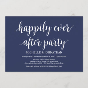 Invitación Recepción de boda de fuga en azul marino rústico