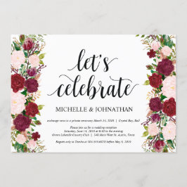 Invitación Recepción de boda de fuga floral rosa Marsala