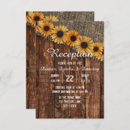 Invitación Recepción de Boda de Girasoles con Madera Rústica 