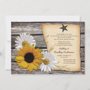 Invitación Recepción de Boda de Girasoles Silvestres y Margar