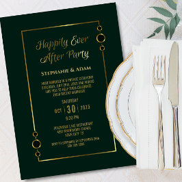 Invitación Recepción de Boda de Green Gold Felices para Siemp