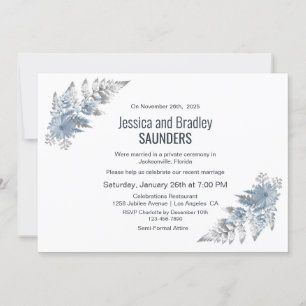 Invitación Recepción de boda de helecho de plata