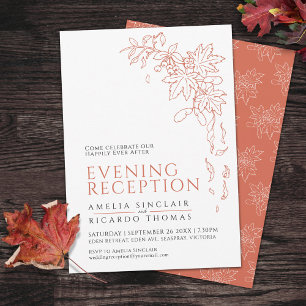 Invitación Recepción de boda de hojas de otoño naranja quemad