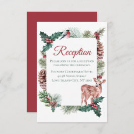 Invitación Recepción de Boda de Invierno Ciervo de Navidad Fl