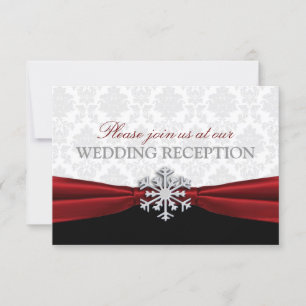 Invitación Recepción de Boda de Invierno con Cinta Roja