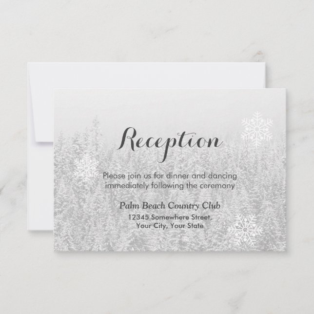Invitación Recepción de boda de invierno con copos de nieve y (Anverso)