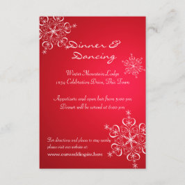 Invitación Recepción de Boda de Invierno Copo de Nieve Rojo 2