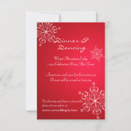 Invitación Recepción de Boda de Invierno de Snowflake Red 2
