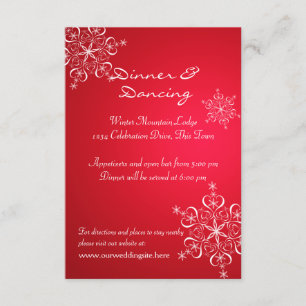 Invitación Recepción de Boda de Invierno de Snowflake Red 2