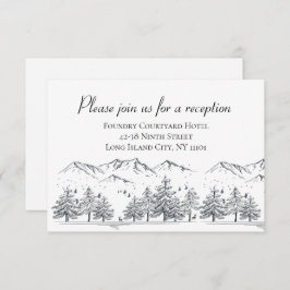 Invitación Recepción de Boda de Invierno Montañas Árboles Nat