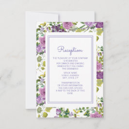 Invitación Recepción de Boda de Jardín Floral Acuarela Púrpur